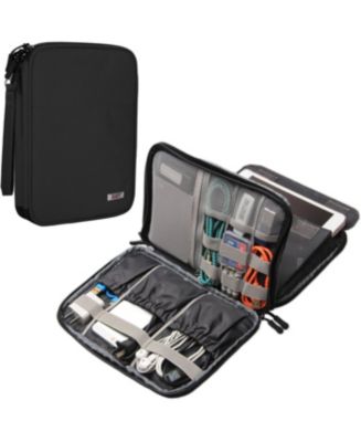 BUBM Black Medium Electronics Organizer Bag - Double Layer Travel Case ...