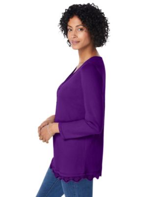 Plus Size Layered-Look Lace Trim Tee