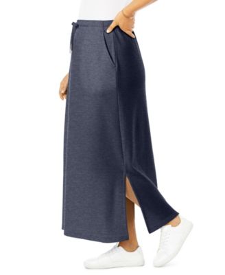 Plus Size Sport Knit Side-Slit Skirt