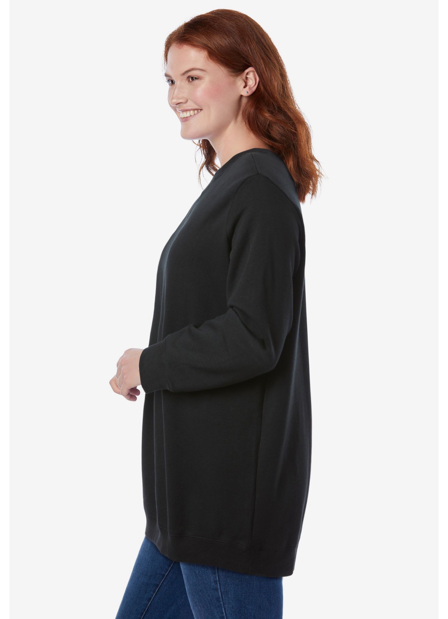 Женский свитшот Woman Within Within Crewneck Fleece, цвет: Чёрный — фото 3