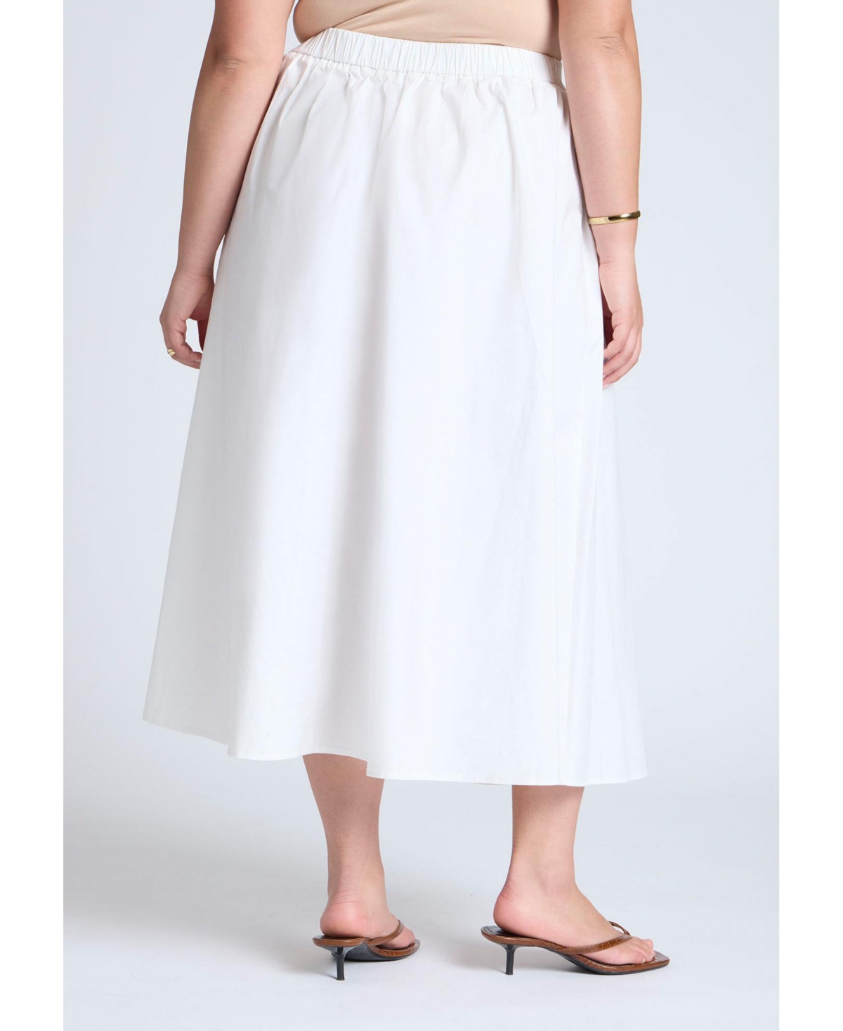 Eloquii Elements Women's Plus Midi Poplin Skirt