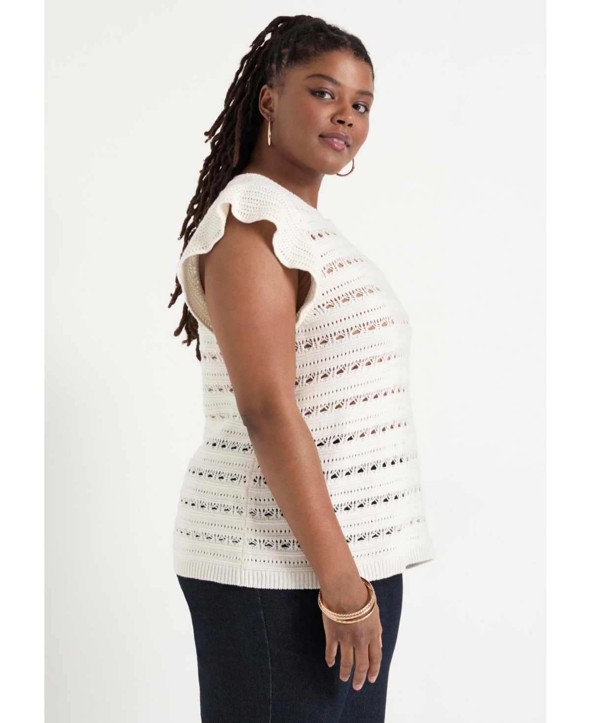 June + Vie Women's Ruffled-Sleeve Top