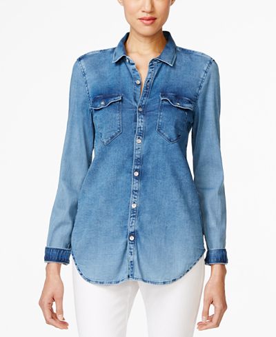 Calvin Klein Jeans Denim Shirt - Tops - Women - Macy's