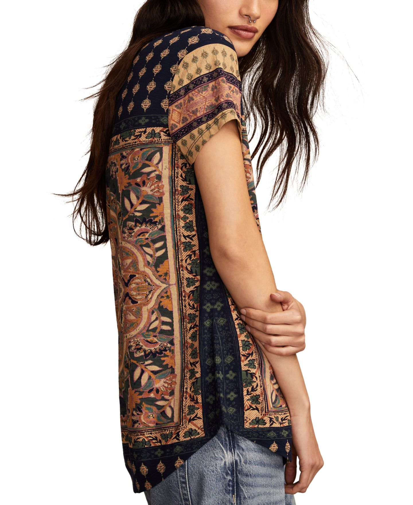 Женская футболка Lucky Brand Printed, цвет: Тёмно-синий разноцветный — фото 2