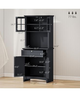 Wooden Kitchen Storage Cabinet with Adjustable Shelves for Dining Room and Pantry