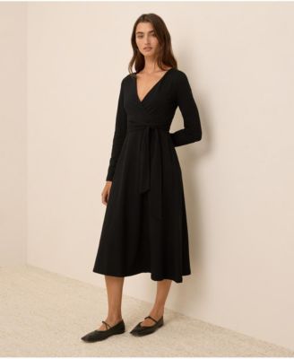 Women's Organic Cotton Fit & Flare Faux Wrap Dress