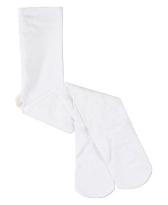 Girls Opaque Polka Dot Bow-Trimmed Flocked Tights