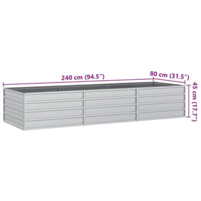 Garden Raised Bed Silver Galvanized Steel Large