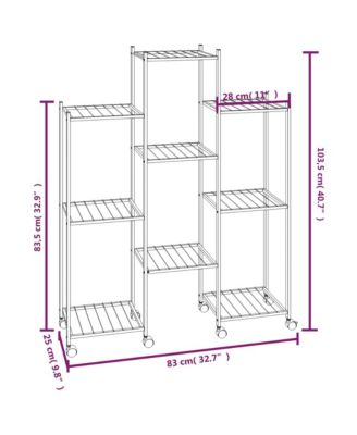 Rollable Iron Flower Stand with Multiple Pot Holders