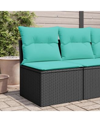 Garden Sofa Black PE Rattan, Powder-Coated Steel Single Sofa