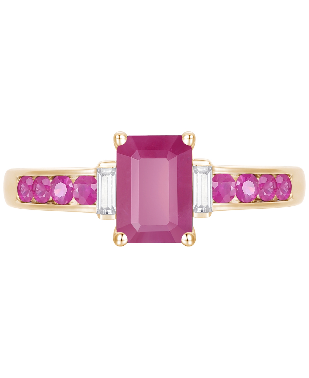 Macy's Gemstone And Diamond Ring (1/20 Ct. T.w.) In 14k Gold And White Gold In Pink