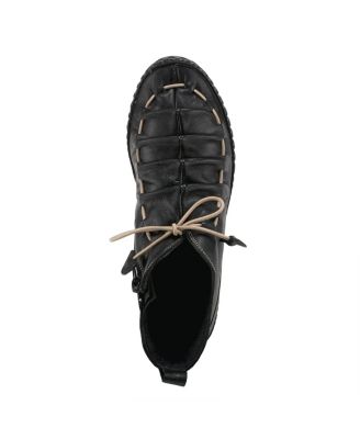 Nespea Premium Leather Slip-On Wedge with Elastic Vamp Tie and Removable Insole