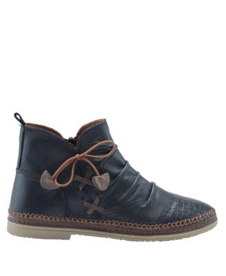 Pomeroy Leather Booties with Basketweave Toe and Lightweight Flexible Sole