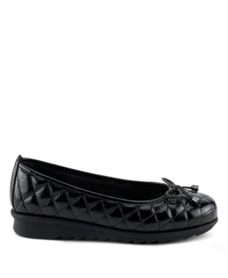 Ballequina Quilted Leather Ballet Flat with Bow Detail and Removable Insole