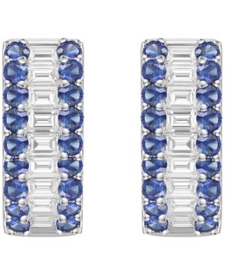 Gemstone and Diamond Hoop Earrings (1/4 ct.t.w.) in 14K Gold (also in 14K White Gold)