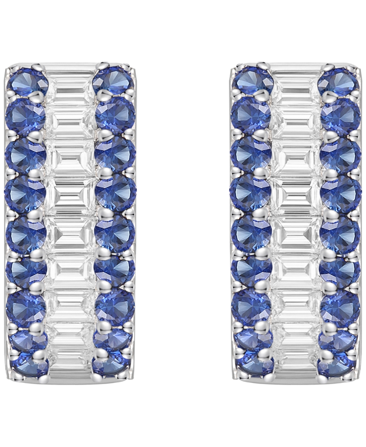 Macy's Gemstone And Diamond Earrings (1/4 Ct.t.w.) In 14k Gold And White Gold In Blue