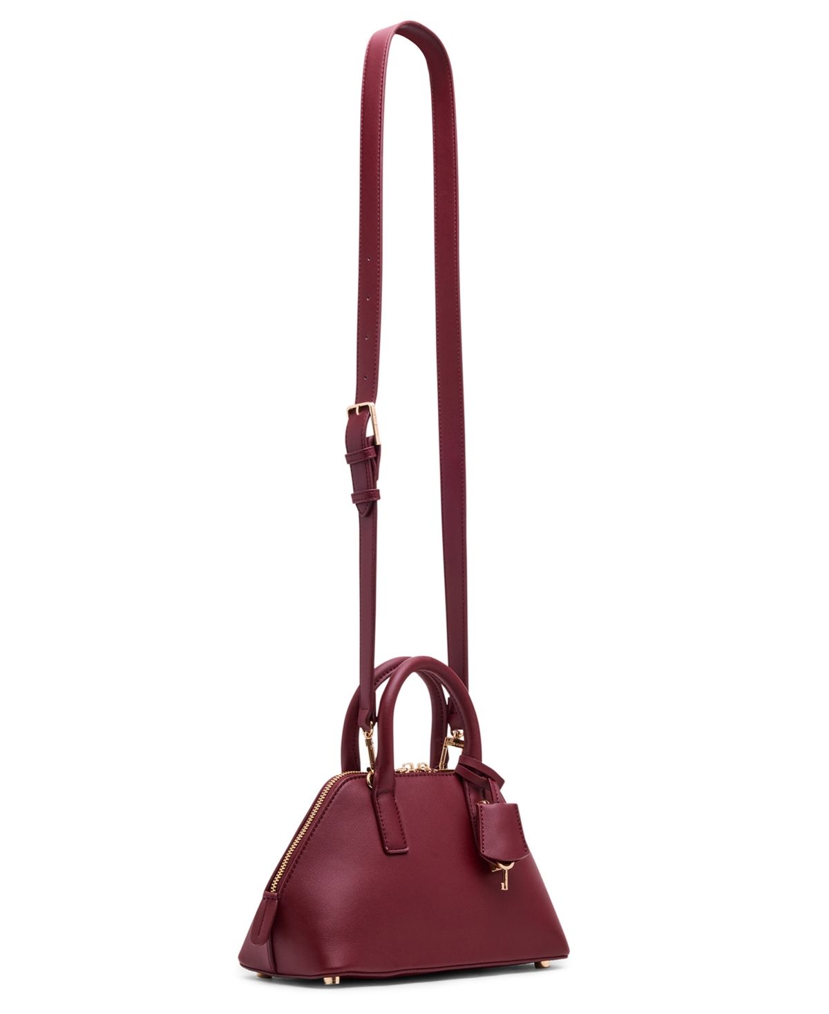 Anne Klein Convertible Strap Small Angled Bowler Bag In Burgundy