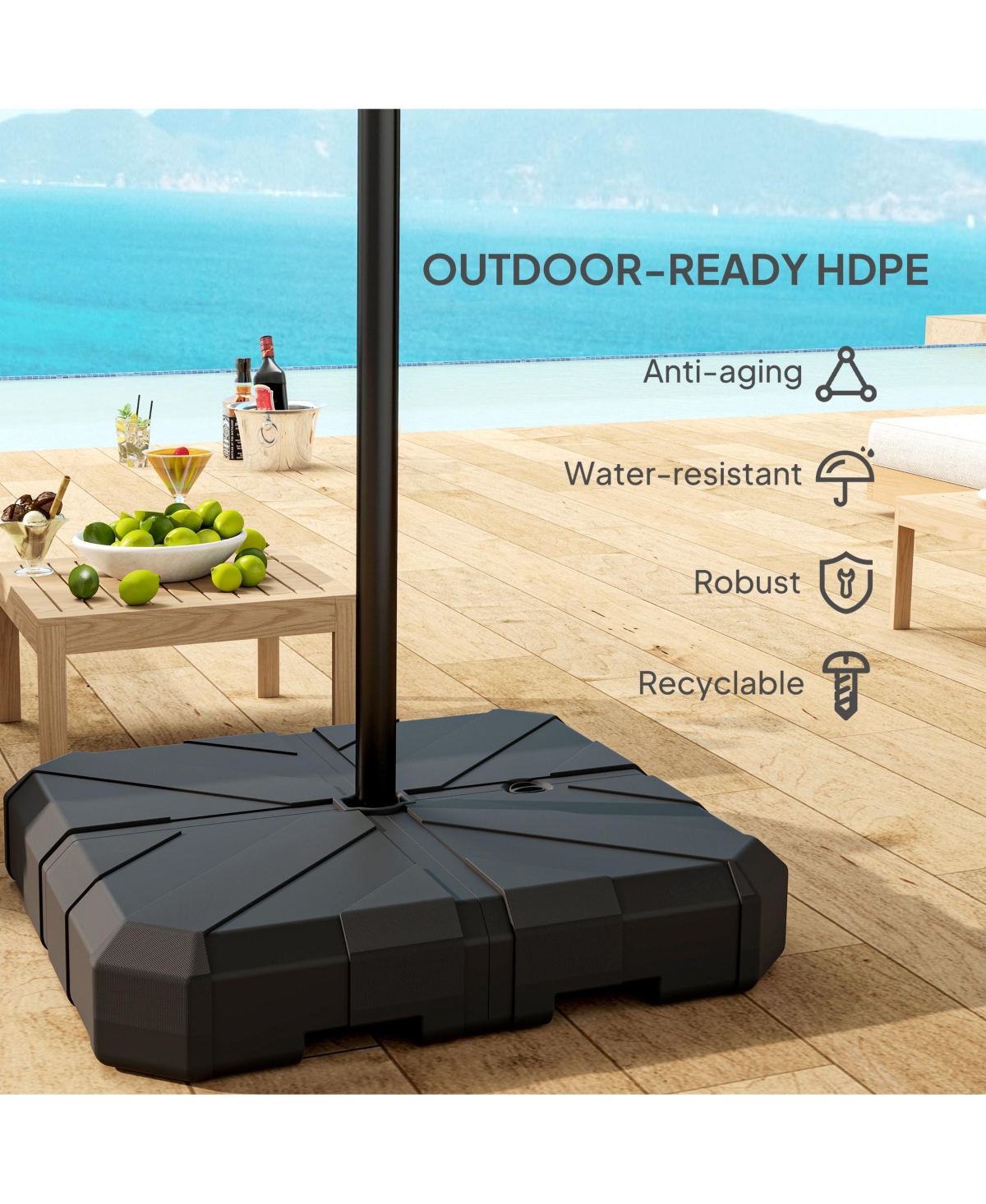 Outsunny Offset Umbrella Base, /Water Filled Sd,