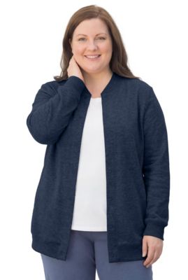 Plus Size Fleece Baseball Jacket