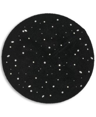 Women's Crystal Stud Detail Beret Hat