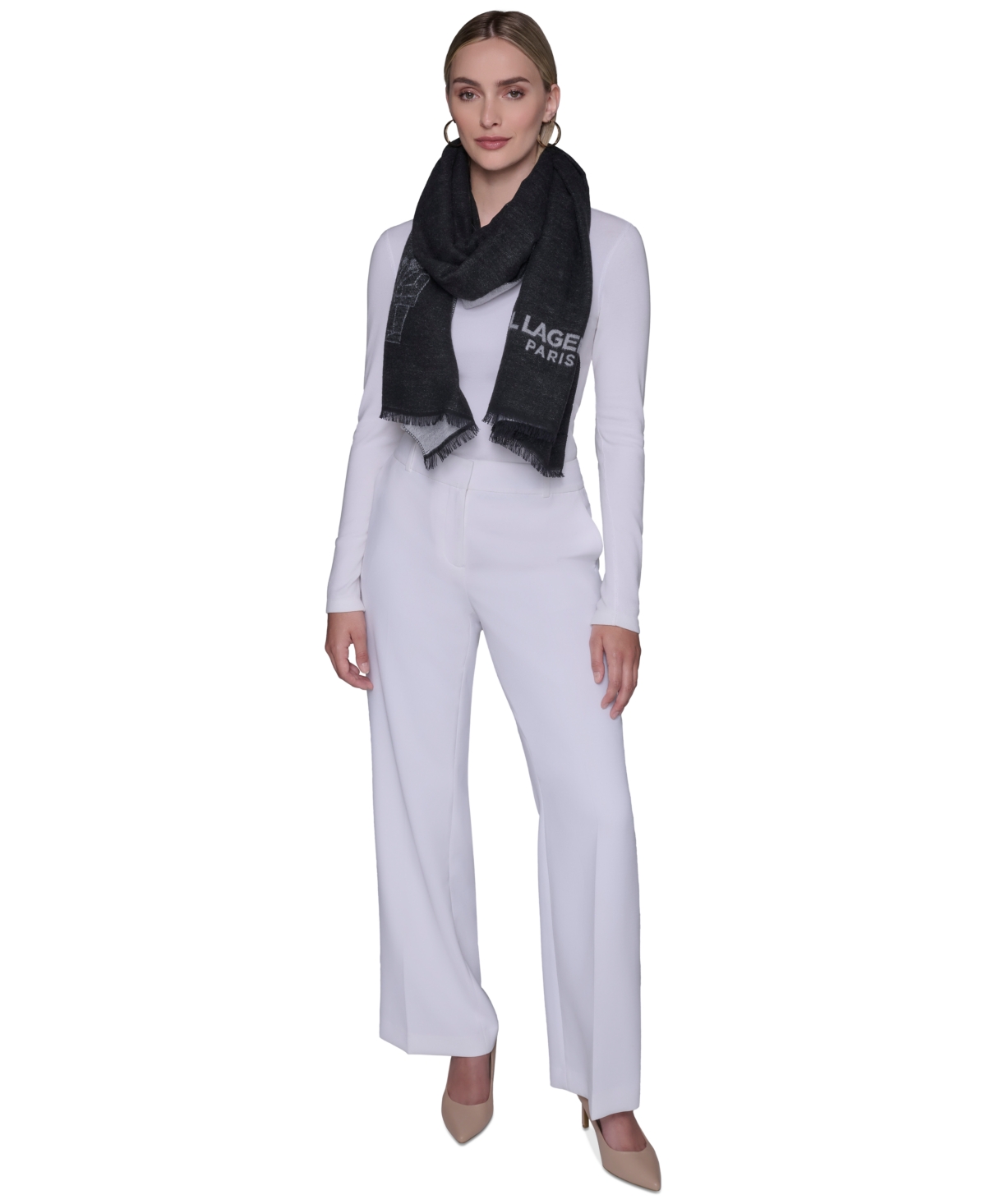 Karl Lagerfeld Women's Crystal Karl And Choupette Blanket Scarf In Black