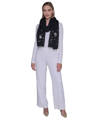 Women's Embroidered Karl Hearts Scarf