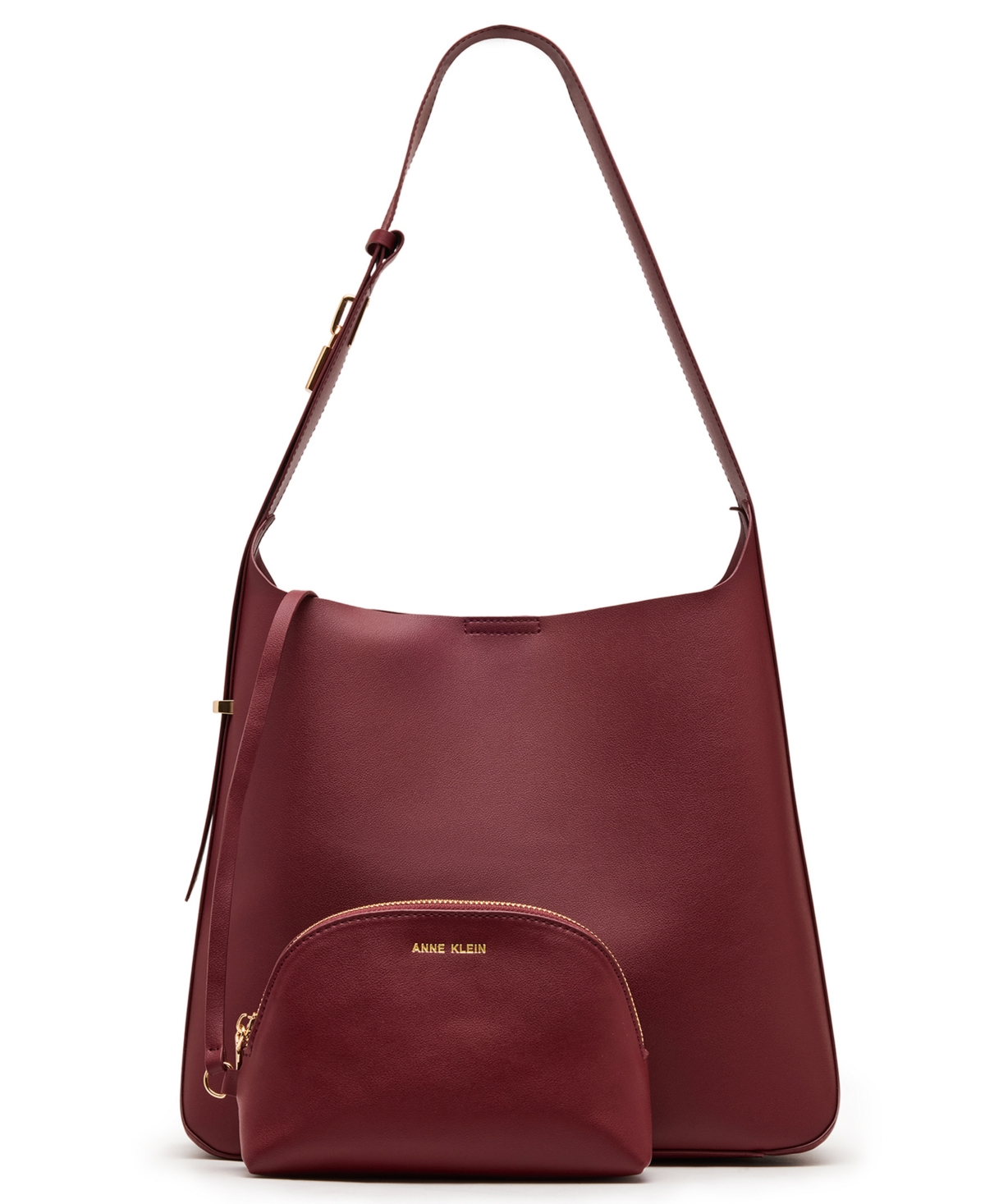 Anne Klein Medium Hobo Tote Bag In Burgundy