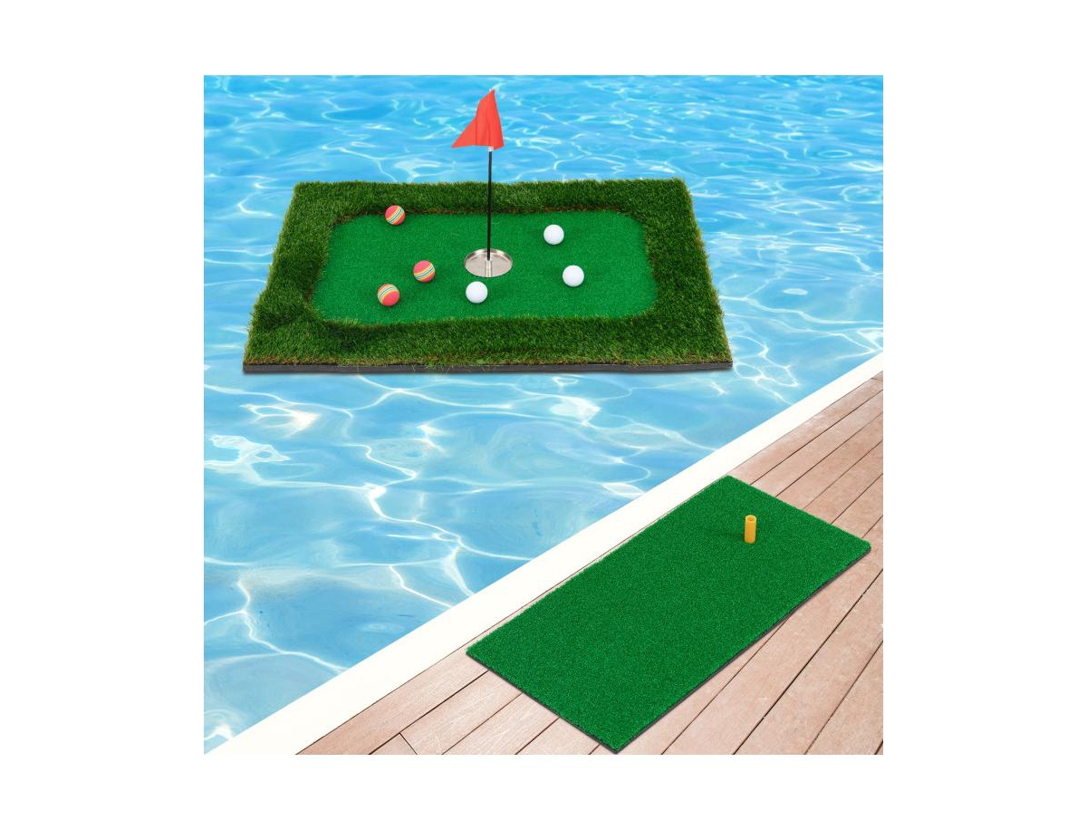 Floating Golf Green Set with 6 Balls and Flag for Pool or Backyard Practice