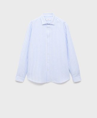 Men's Regular-Fit Striped Cotton-Linen Shirt