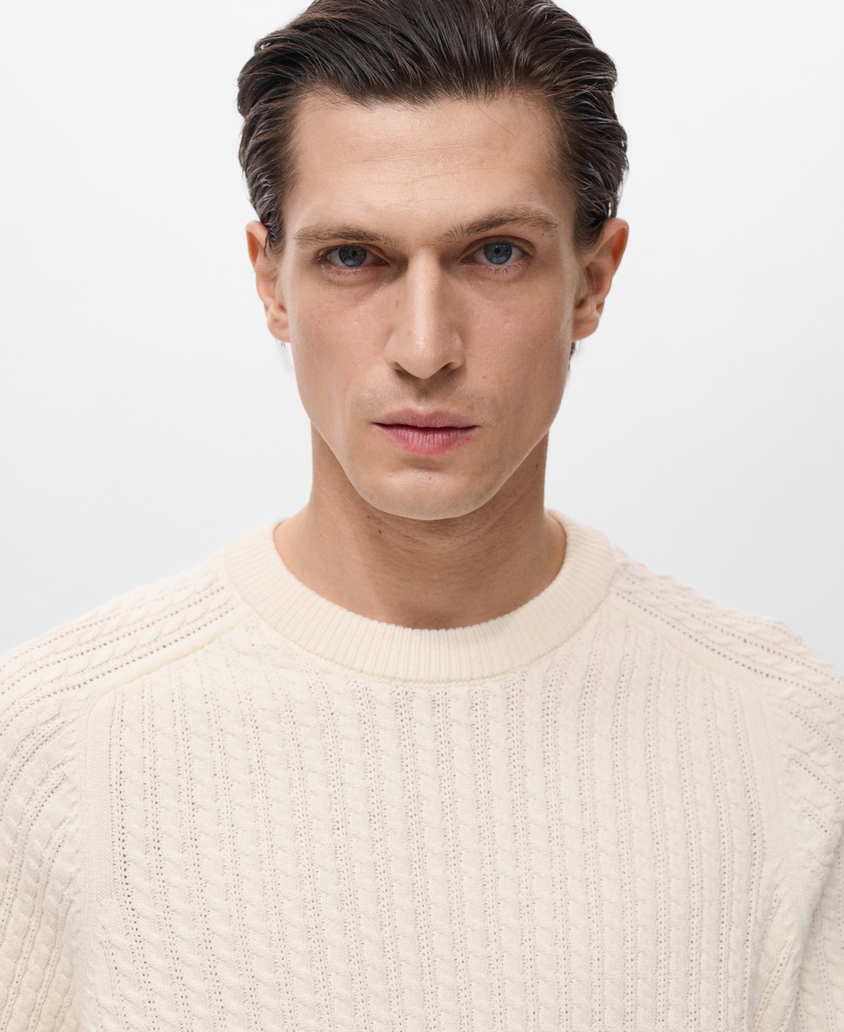 Mango Men's Cotton Braided Sweater In Neutral
