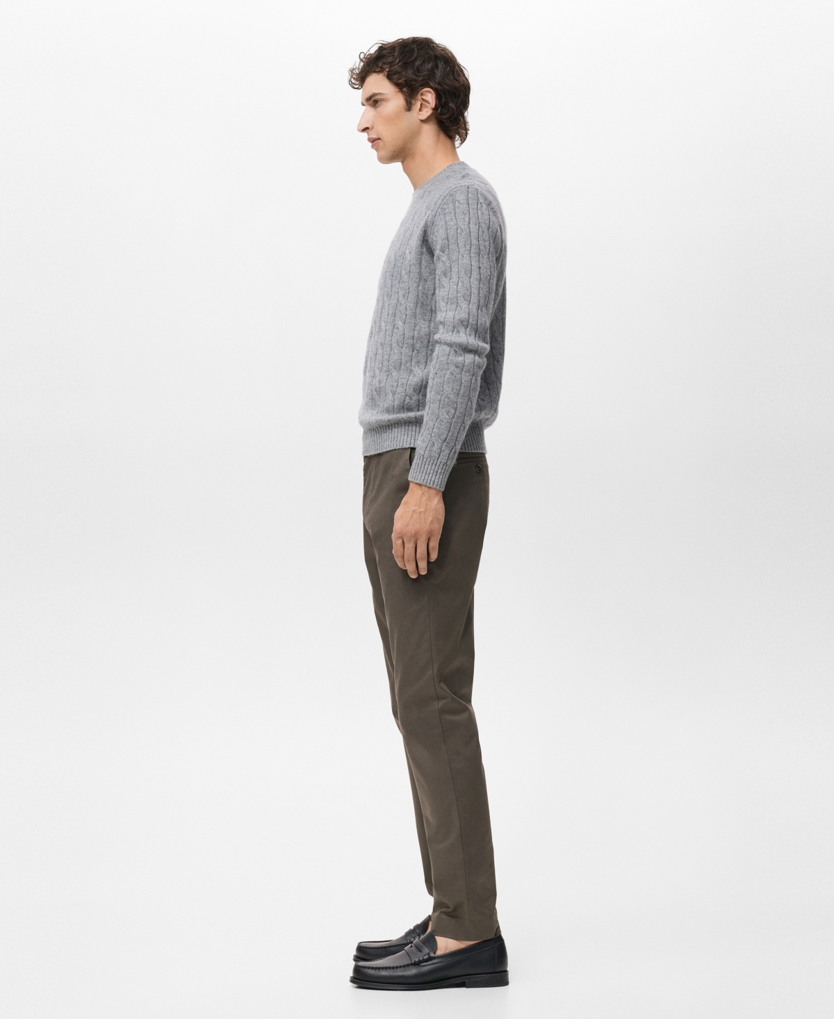 Mango Dublino Slim Fit Flat Front Stretch Stretch Chinos In Brown
