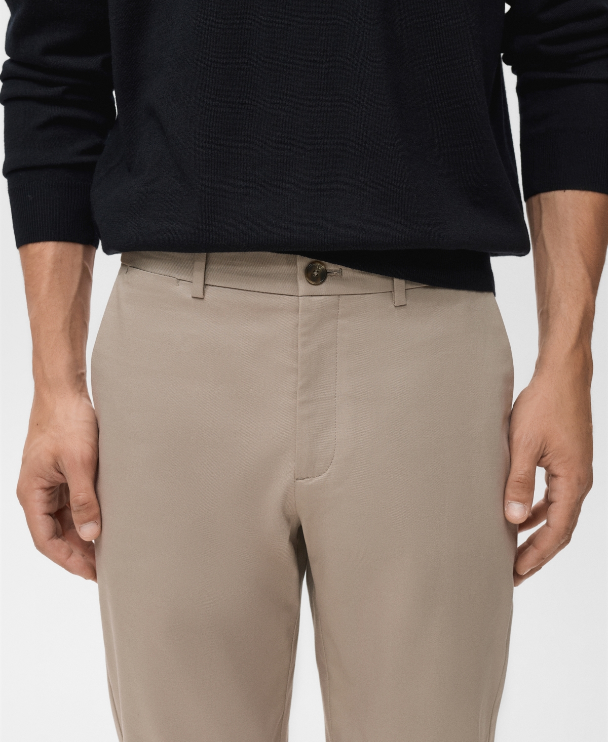 Mango Dublino Slim Fit Flat Front Stretch Stretch Chinos In Black