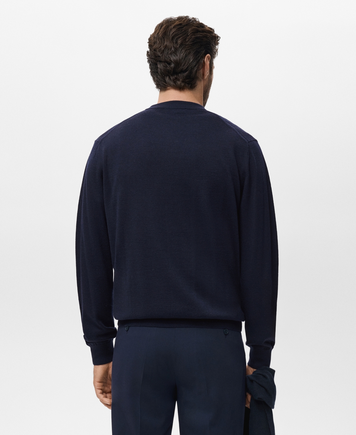 Mango Solid Wool Cardigan In Blue