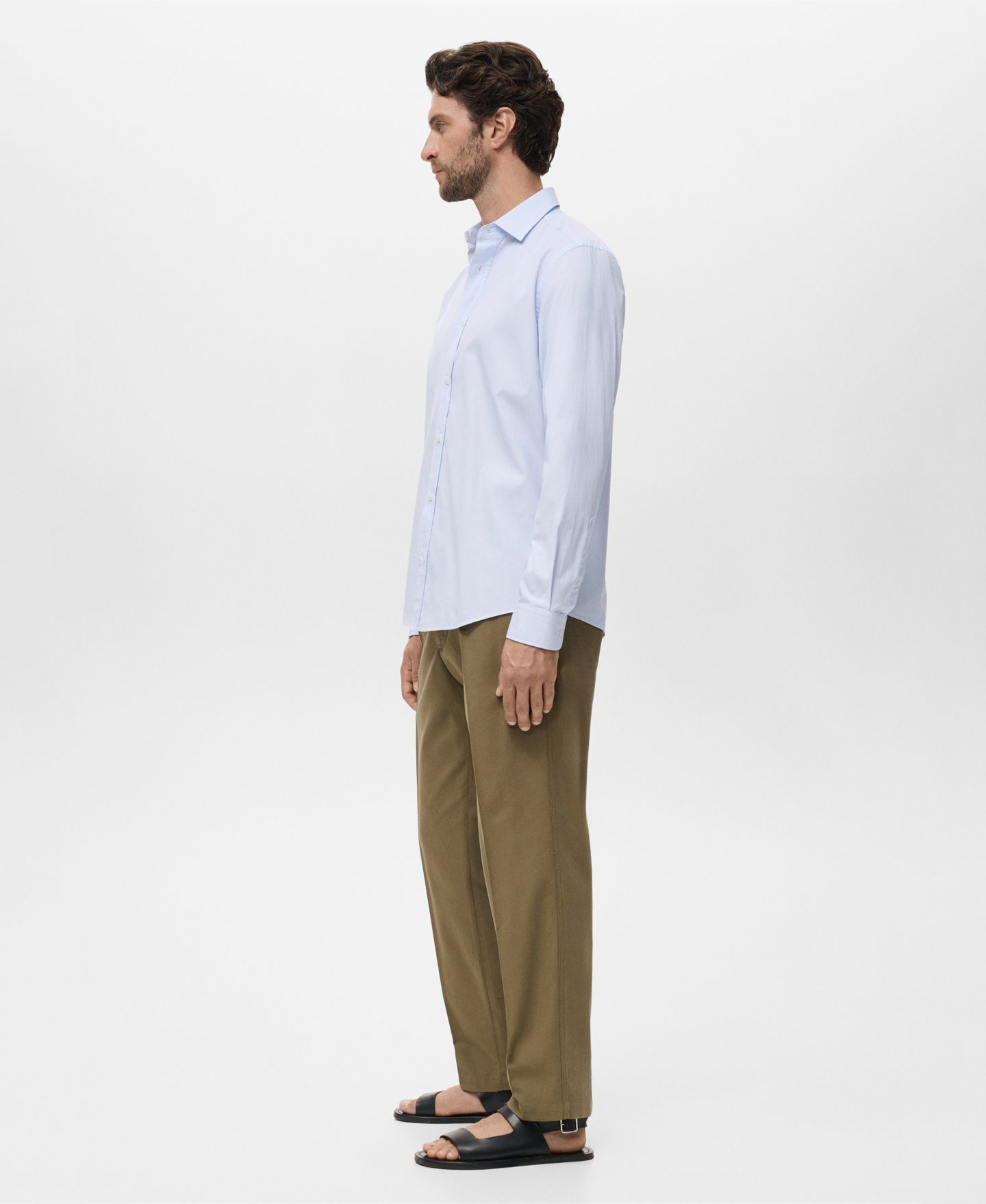 Мужская рубашка Mango Regular Fit Striped Cotton, цвет: Белый — фото 3