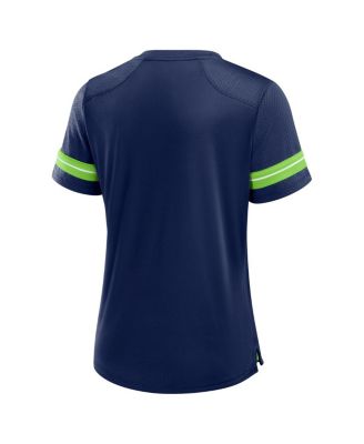 Women's Navy Seattle Seahawks Play Script Lace-Up T-Shirt