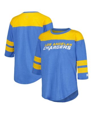 Starter - Women's Powder Blue Los Angeles Chargers Fullback Tri-Blend 3/4-Sleeve T-Shirt