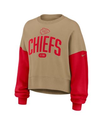 Women's Tan Kansas City Chiefs Oversized Rewind Pullover Sweatshirt