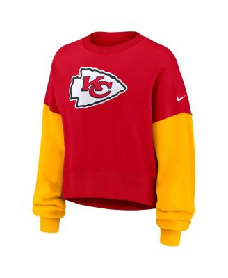 Women's Red Kansas City Chiefs Oversized Color Block Pullover Sweatshirt