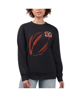 G-III 4Her by Carl Banks - Women's Black Cincinnati Bengals Football Logo Graphic Fleece Tri-Blend Pullover Sweatshirt