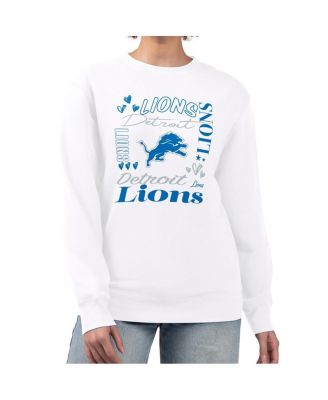 G-III 4Her by Carl Banks - Women's White Detroit Lions Collage Graphic Fleece Pullover Sweatshirt