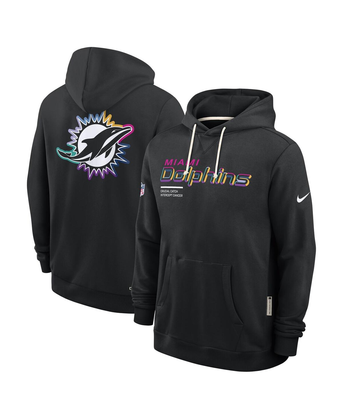 Nike Men's Black Miami Dolphins 2025 Nfl Crucial Catch Sideline Standard Issue Dri-fit Hoodie In Black