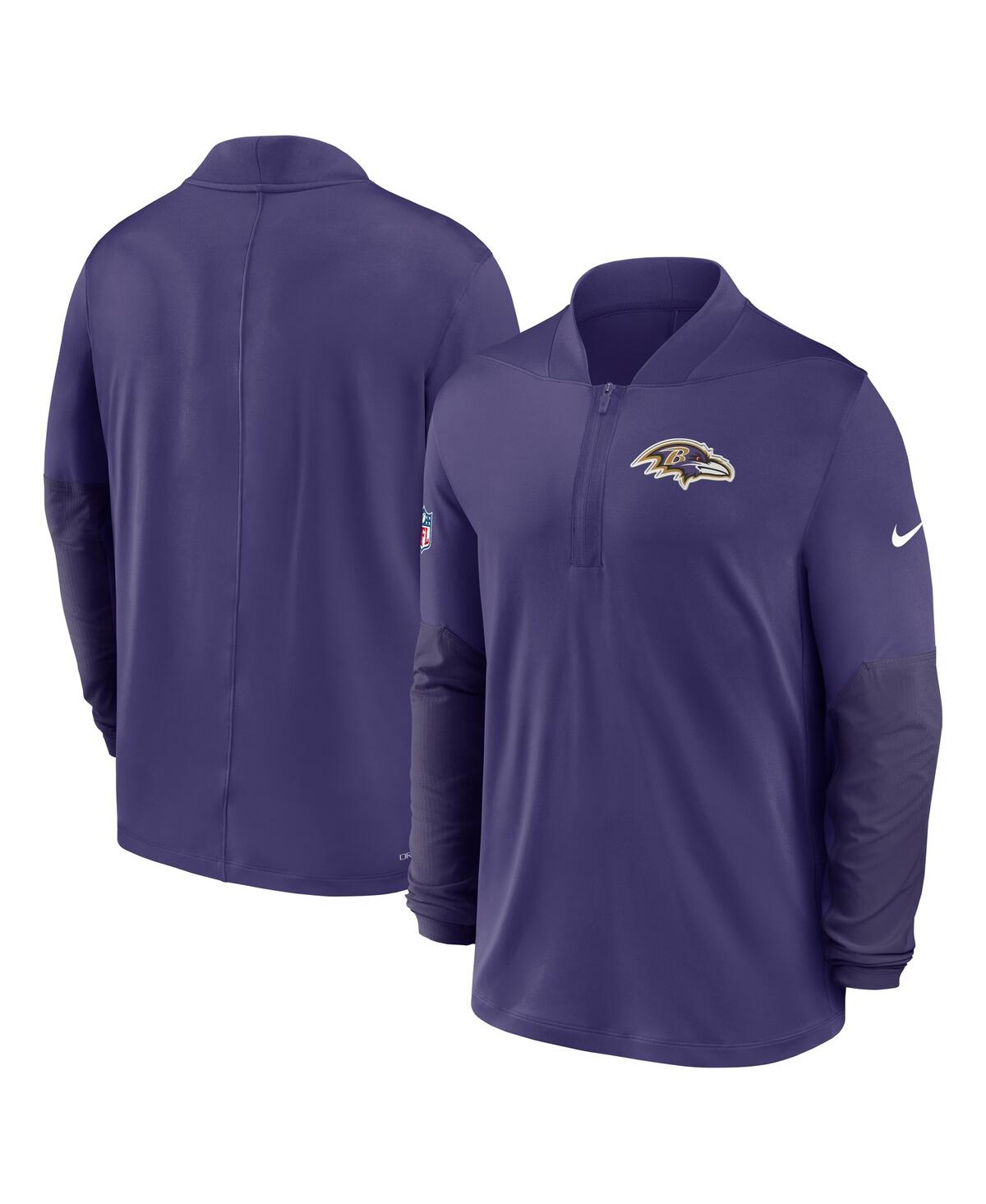 Nike Men's Purple Baltimore Ravens Sideline Dri-fit Half-zip Pullover Sweatshirt In Purple