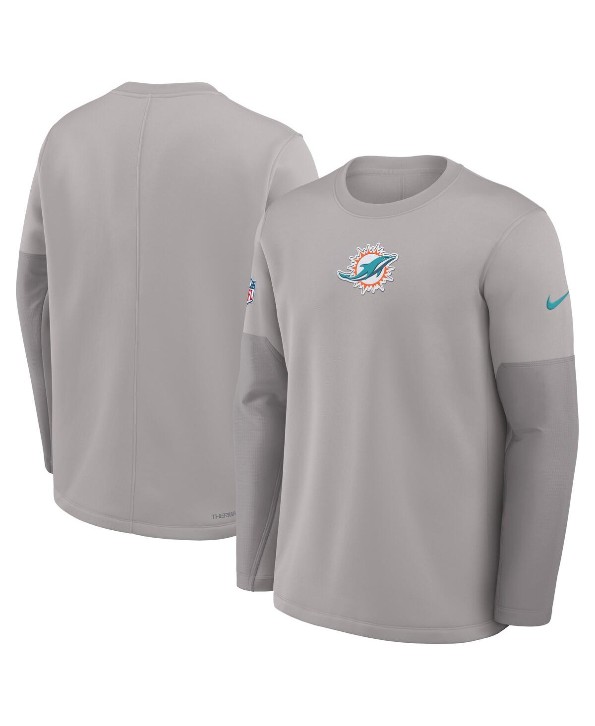 Nike Miami Dolphins Scripted To Win Sideline Coach  Men's Therma-fit Nfl Long-sleeve T-shirt In Gray