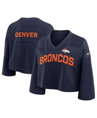 Nike Women's Navy Denver Broncos Primetime Cropped Mesh Fashion Jersey ...