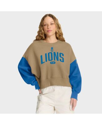 Nike - Women's Tan Detroit Lions Oversized Rewind Pullover Sweatshirt