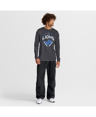 Men's Anthracite Detroit Lions Primetime Legend Icon Performance Long Sleeve T-Shirt