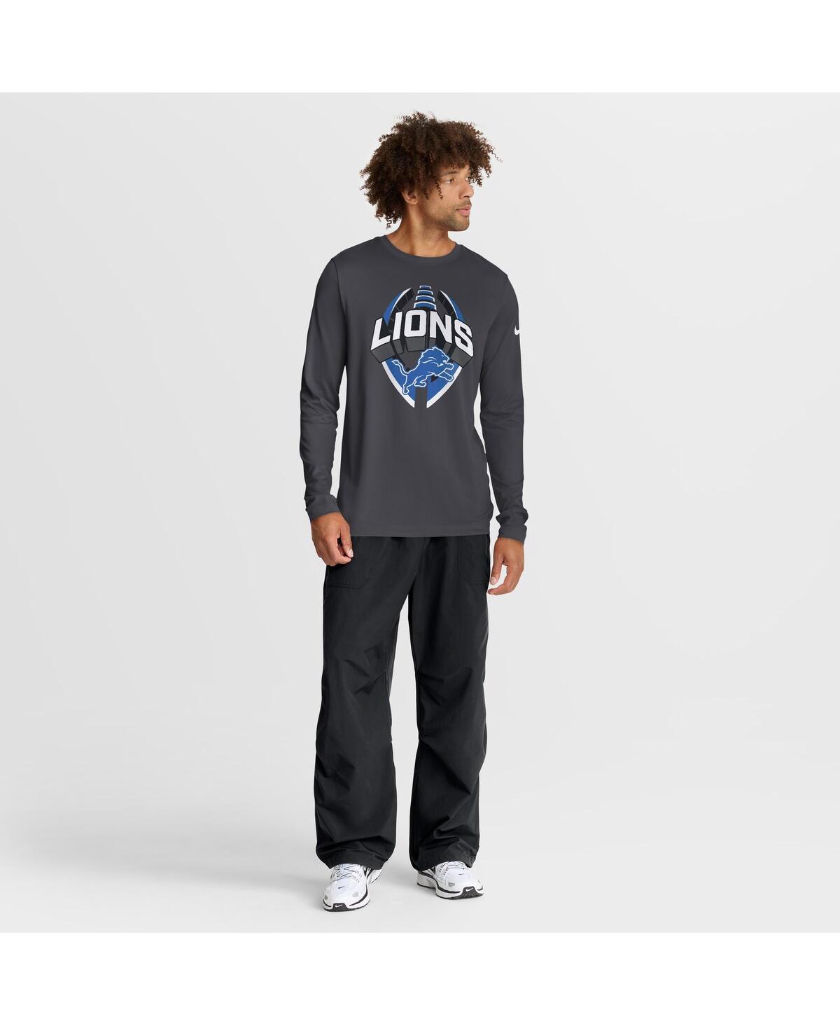 Nike Men's Anthracite Detroit Lions Primetime Legend Icon Performance Long Sleeve T-shirt In Gray
