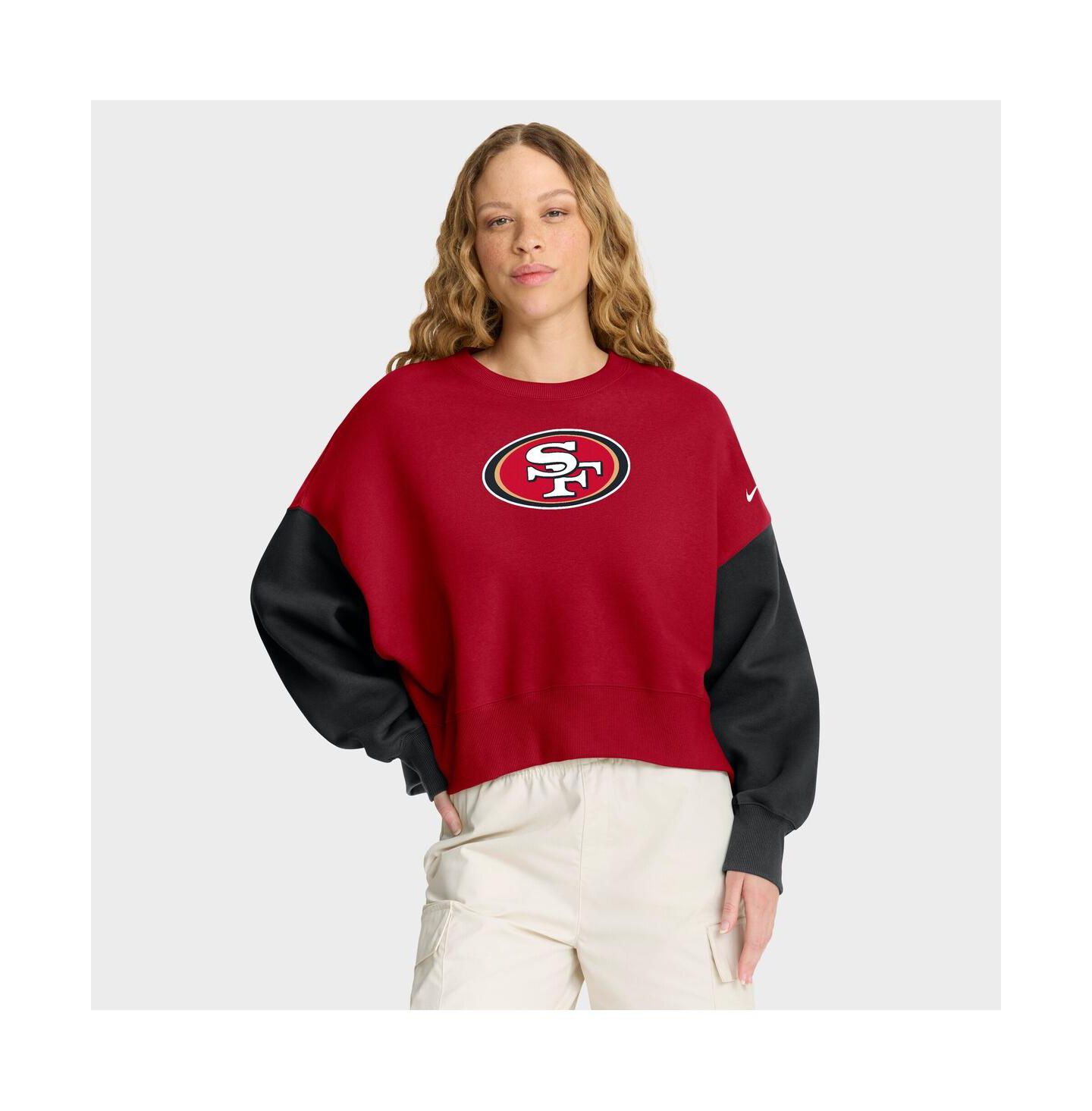 Женский свитшот Nike San Francisco 49ers оверсайз в стиле колорблок, Scarlet — фото 1