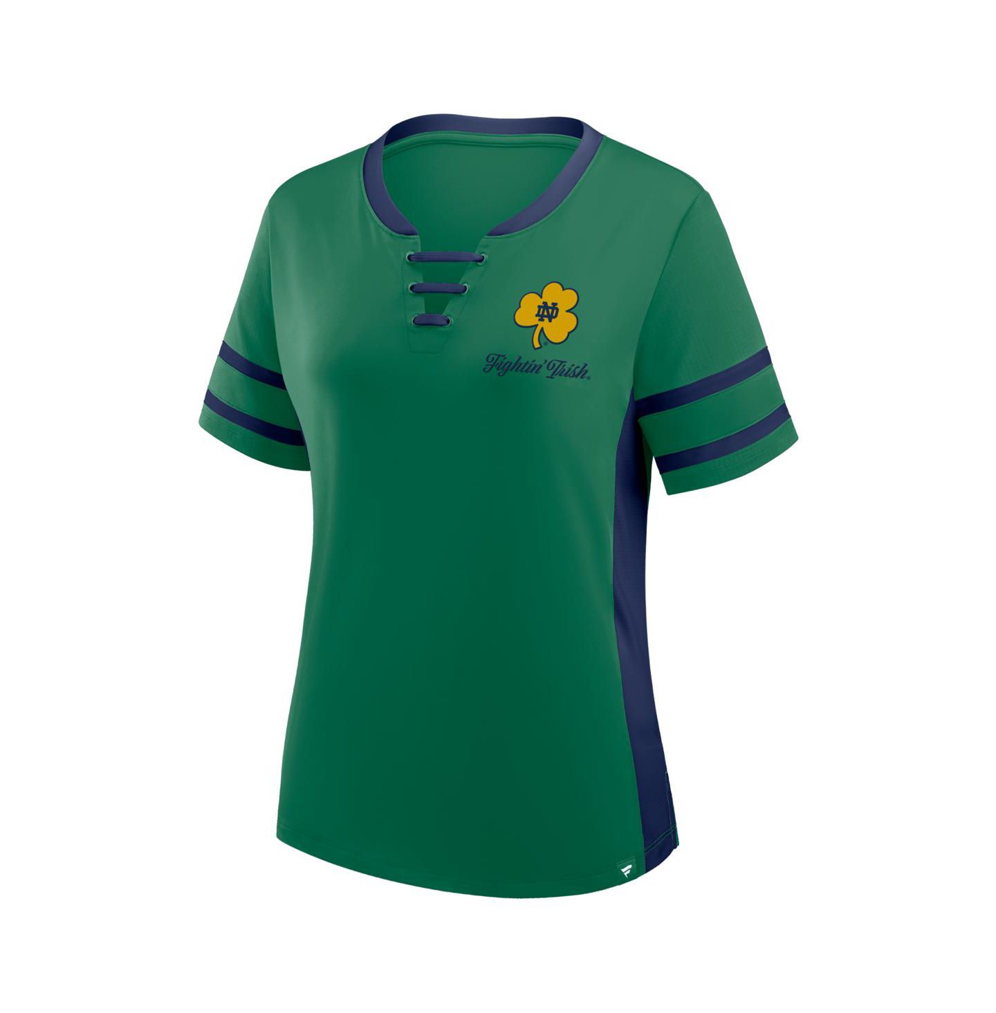 Женская футболка Fanatics Green/Navy Notre Dame Fighting Irish Be Fearless Athena Lace-Up — фото 2