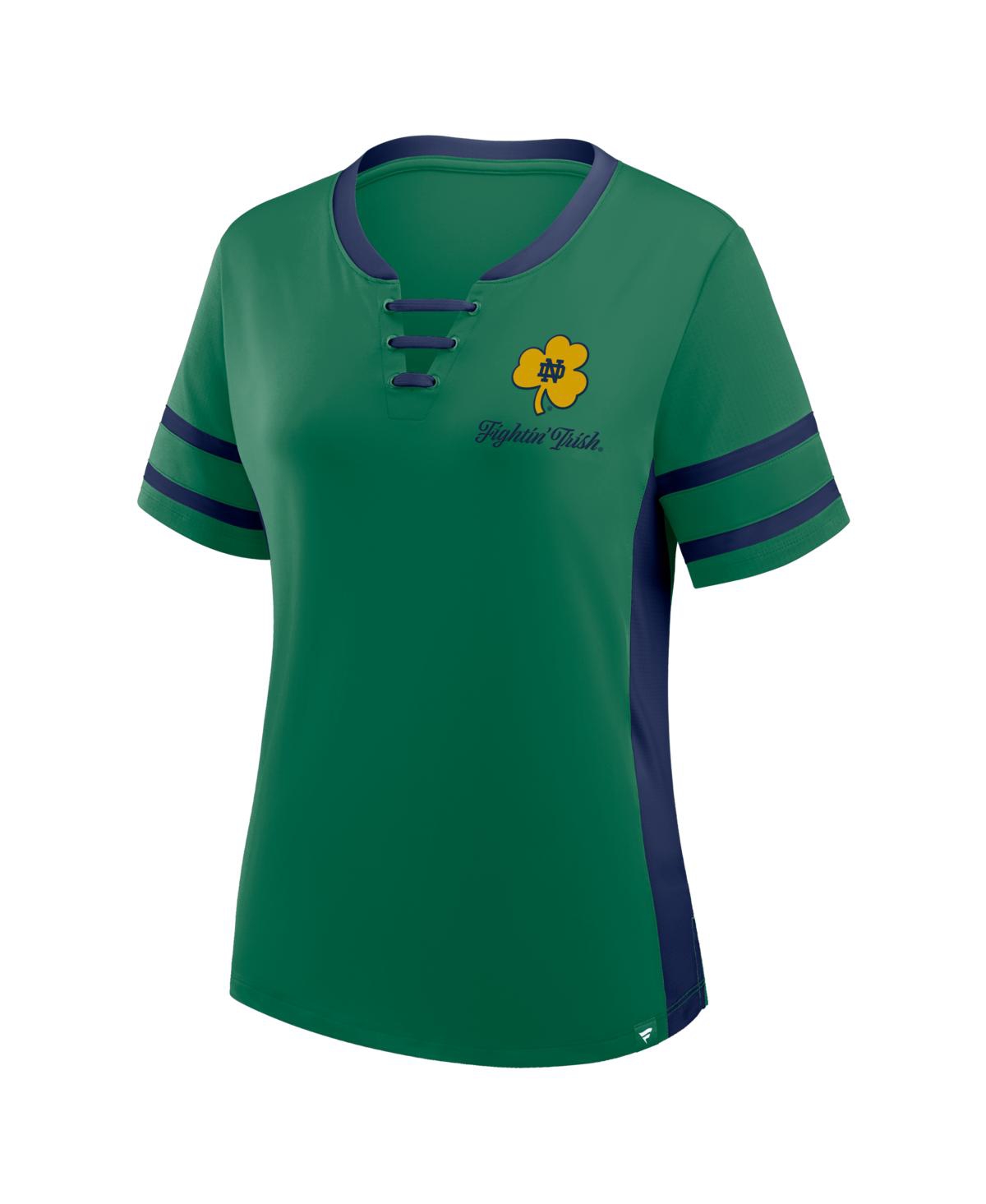 Fanatics Women's Green/navy Notre Dame Fighting Irish Be Fearless Athena Lace-up T-shirt In Green